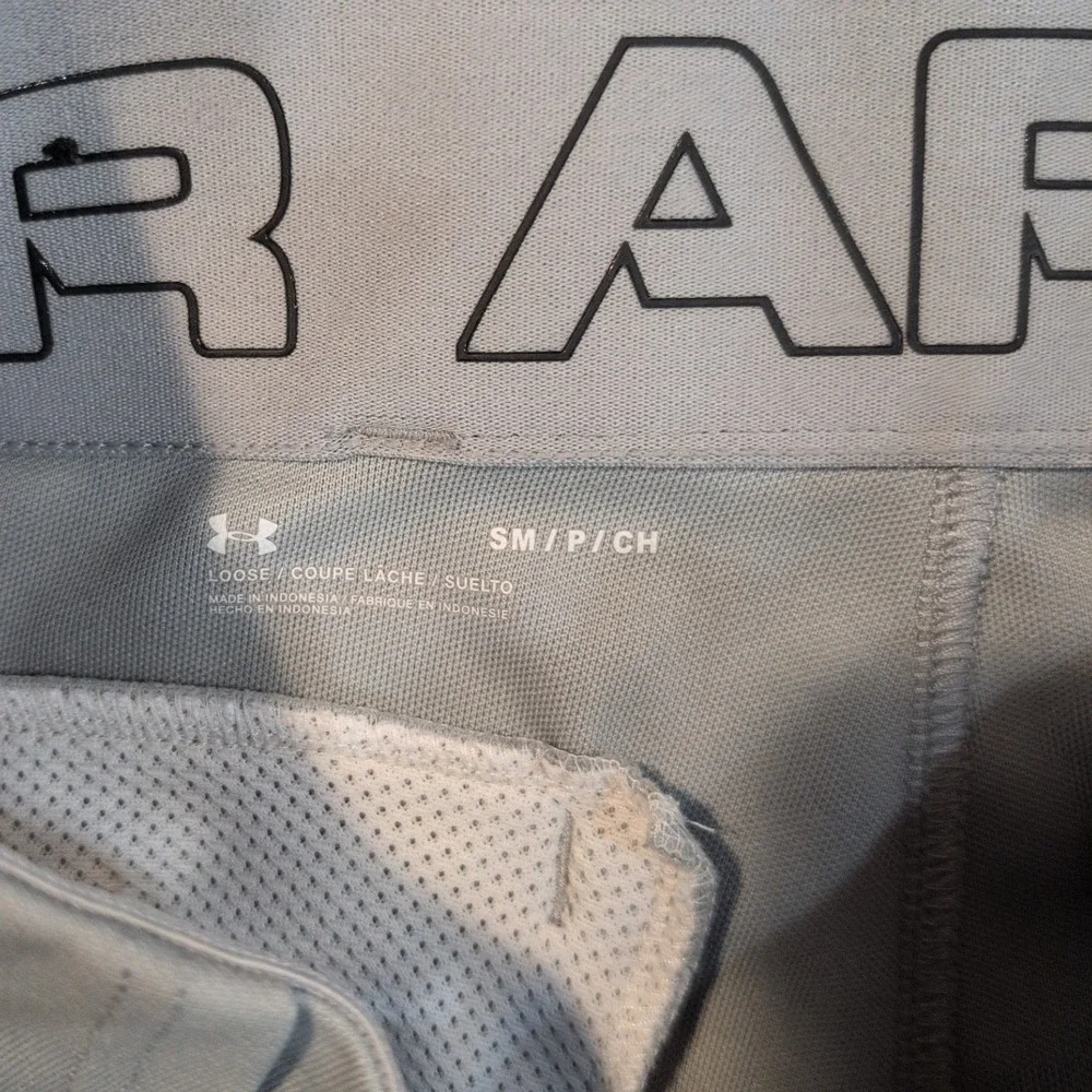 Under Armour Mens Small‎ Gray Piped Baseball Pants Gripper Waistband Loose Fit